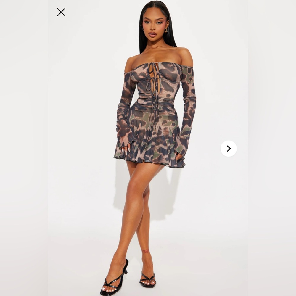 Leopard Print Off-Shoulder Dress